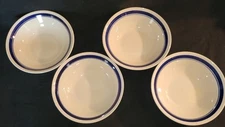 Set Of 4 Vintage Bene Casa 9 Inch Blue Ring Serving / Soup Bowls