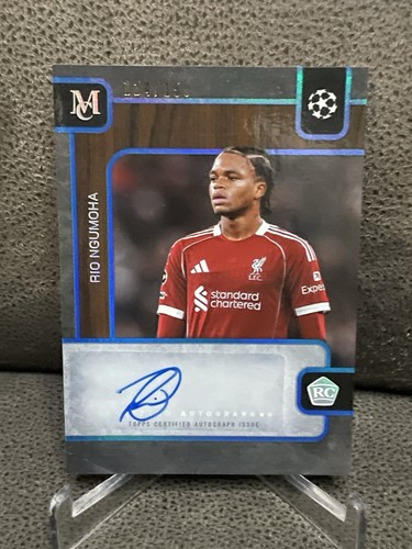 🔥Rio Ngumoha 2025-26 Topps Museum UEFA Rookie Blue Auto #/150 Liverpool FC