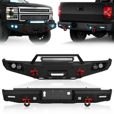  Pickup Truck Front & Rear Bumpers Compatible with Chevy Silverado 1500 Equipped