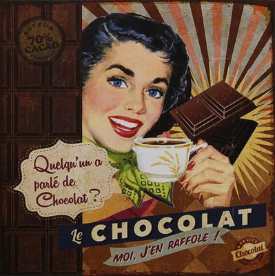 Blechschild ''Le Chocolate'' Schokolade Kuchen Candies Kakao Cafè Vintage 30x30cm