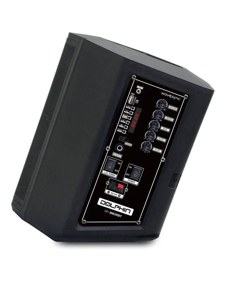 Dolphin SP-880RBT 8" Portable Bluetooth Speaker Loud & Crisp Sound with Lights - Image 2 of 4