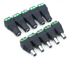5pcs DC Power Female Male Plug Adapter Connector 5.5mm x 2.1mm for CCTV Cameras