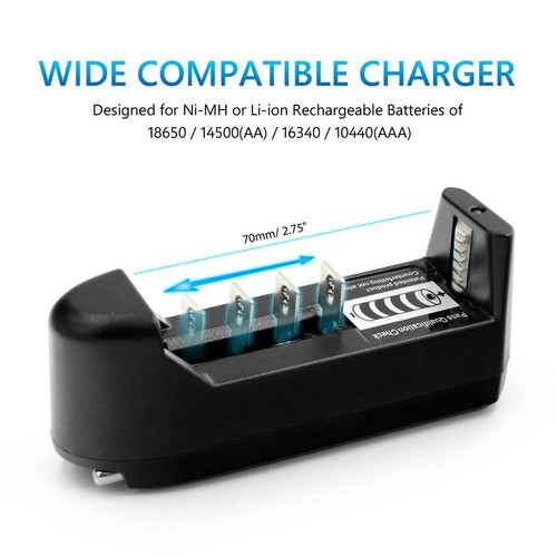 Chargeur de batterie simple emplacement pour cellules rechargeables 3,7 V 18650 AA/AAA/CR123A A98 - Photo 6 sur 12