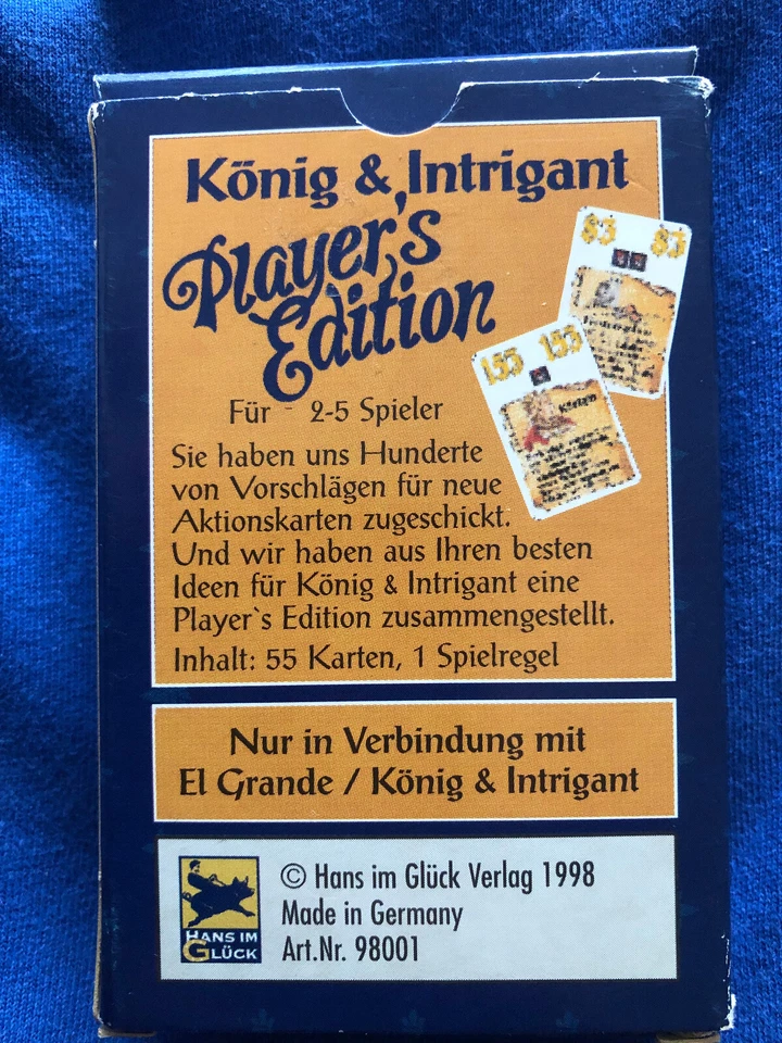 ⚡EL GRANDE KÖNIG & INTRIGANT PLAYER’S EDITION - ERWEITERUNG HANS-IM-GLÜCK 1998⚡ - Bild 2 von 3