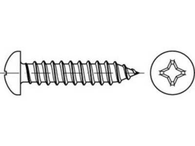 1000 x Linsen-Blechschrauben mit Spitze DIN 7981 A 2 2,9 x 6,5 -C-H A 2 VES, CAB