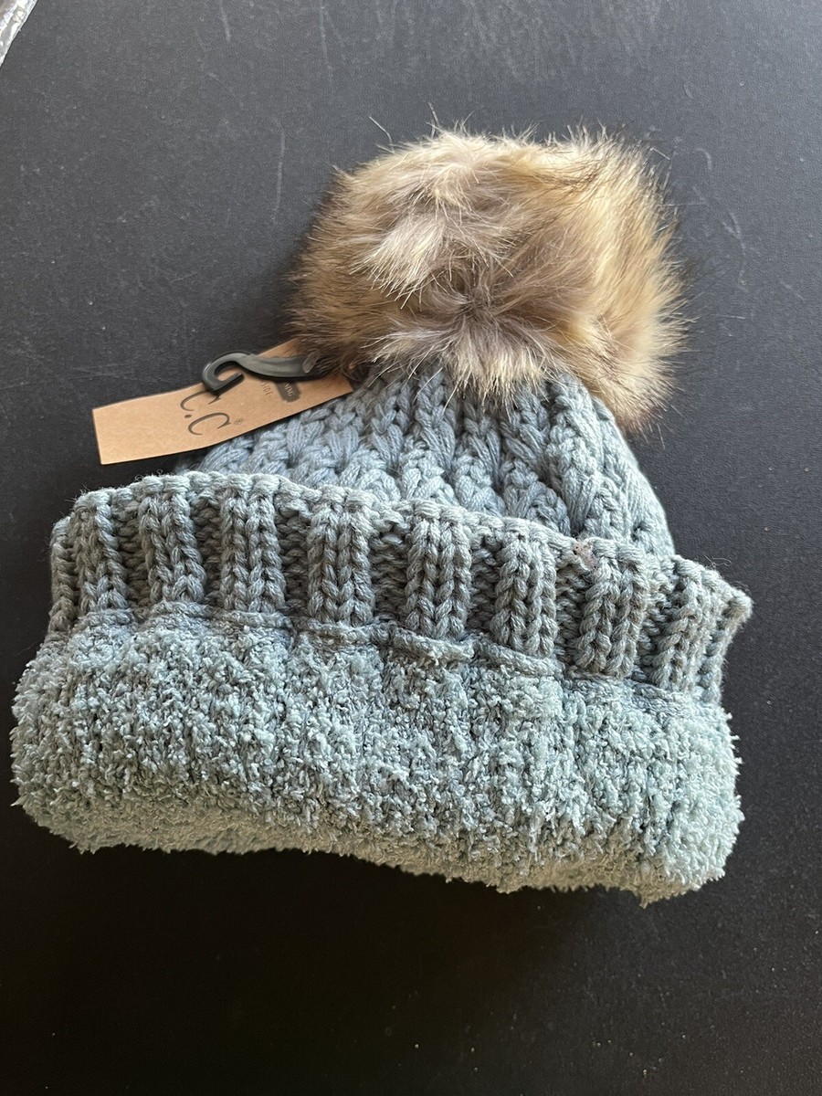 NWT CC Fleece Lined Cable Knit Pom Beanie - Winter Mint | eBay