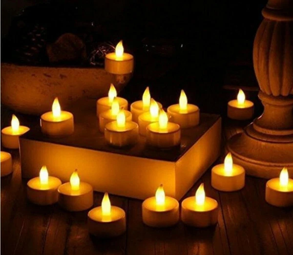 SIKURIT Set di 4 lumini a led - Finta Fiamma candela - batterie incluse