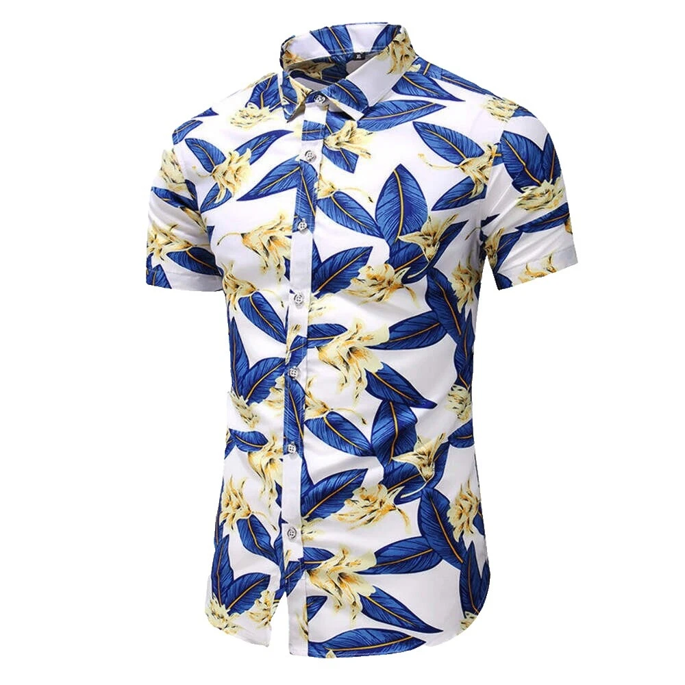 Slim Floral Western Casual Button-Down Shirts for Men