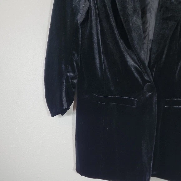 Vintage Women Black Velvet Blazer Size M Lined Y2K 90s Dark Whimsigoth Grunge - Image 2 of 4