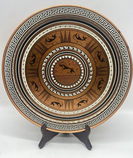 Vintage Round Metal Serving Tray Grecian Etruscan Greek Key Fabcraft Made in USA