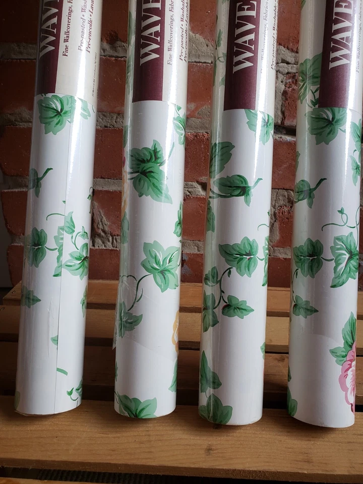 4 рулона предварительно наклеенных обоев Waverly IVY & FLORAL 563050 27 дюймов x 27 футов РЕДКИЕ!  - Изображение 2 из 4
