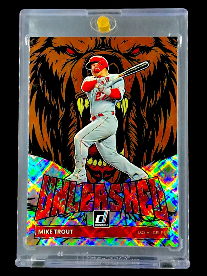 MIKE TRUUT DIAMANTE REFRACTOR SP Inserto Holo Desatado Donruss No Automático - ÁNGELES Foto 3 de 4