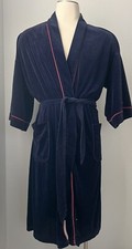 Vintage Pierre Cardin Navy Blue Red Velour Men  s Unisex 3/4 L Robe Size L/XL  
