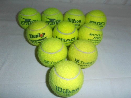 10 USED HANDBALL TENNIS BALLS FROM VARIOUS COMPANIES