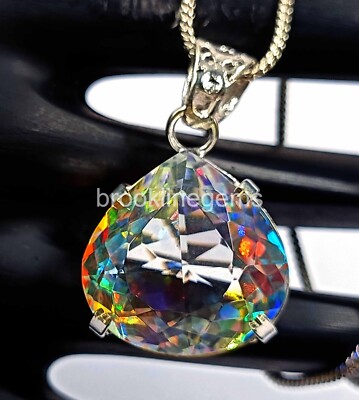 Pear Cut  55 TCW Mystic Topaz  925 Sterling Silver Gemstone Pendant 4SUN