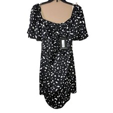 Pretty little Thing Ruched Bust Bodycon Dress Dalmatian Print Black 8
