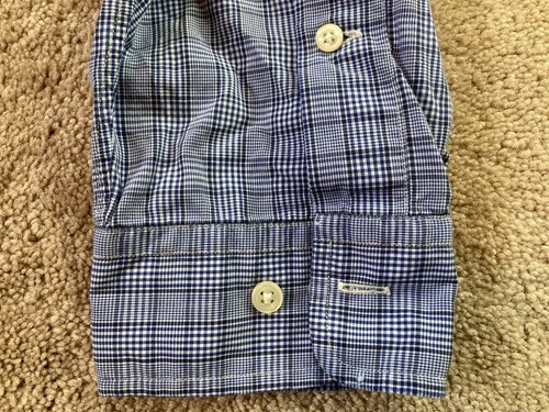 Ralph Lauren Yarmouth Mens Size 16 34-35 Button Up Shirt Blue Plaid Long Sleeve - Picture 11 of 11