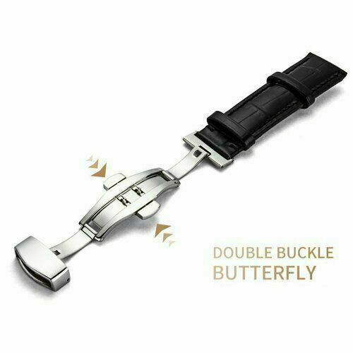 Genuine Leather Alligator Crocodile 22 MM Black Watch Band Strap Replacement - Picture 3 of 3