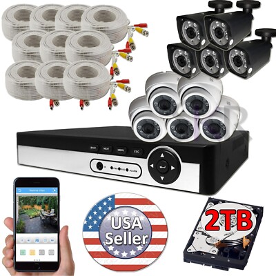 Sikker 16 Channel DVR 10pcs 5MP Security Dome Camera  System with 2TB hard drive