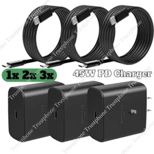 45W USB-C Super Fast Wall Charger Adapter PD Type C TO C Cable For Samsung Lot