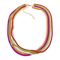 Steuer Modeschmuck Halskette Kette Collier Metall Farbig Bunt Karabiner Damen