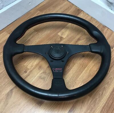 Genuine Personal Monza, 350mm black leather steering wheel with