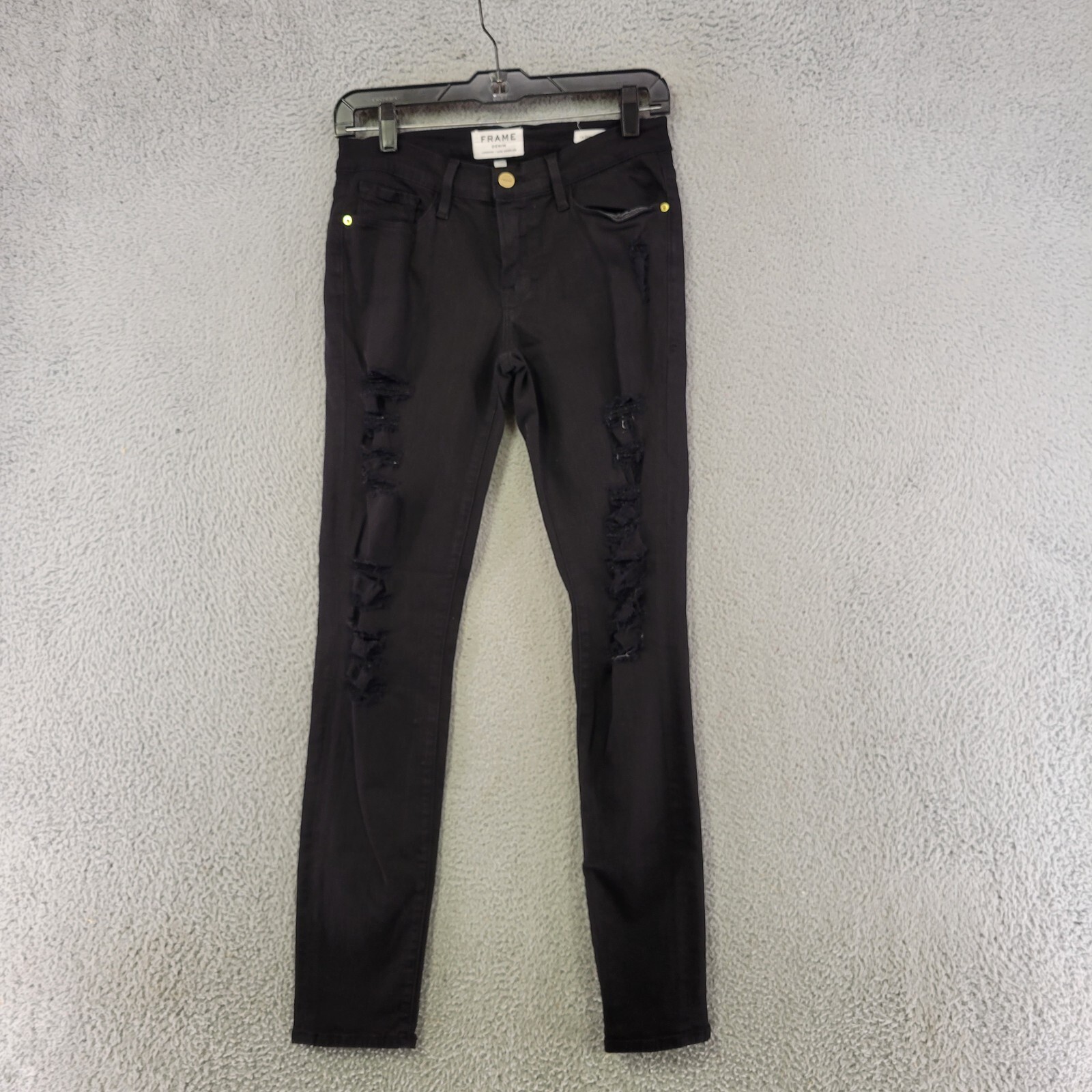 Frame Jeans Womens 27 Black Skinny Distressed Stretch Denim Made In USA Casual