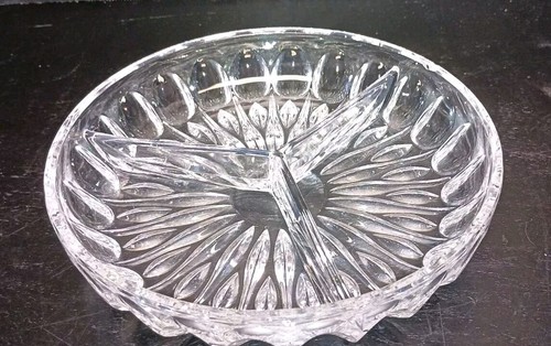 Vintage Gorham Crystal 3 Section Relish Tidbit Tray Vanity Tray - Picture 4 of 8