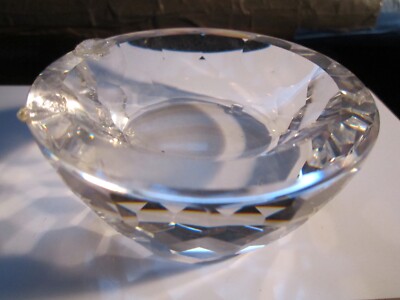SWAROVSKI CRYSTAL FACETED BOWL - VERY HEAVY - DOVES BROKEN OFF BASE - BBA23-B