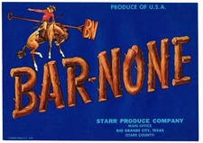 ORIGINAL CRATE LABEL VINTAGE RARE 1959 TEXAS BAR NONE COWBOY RIO GRANDE CITY