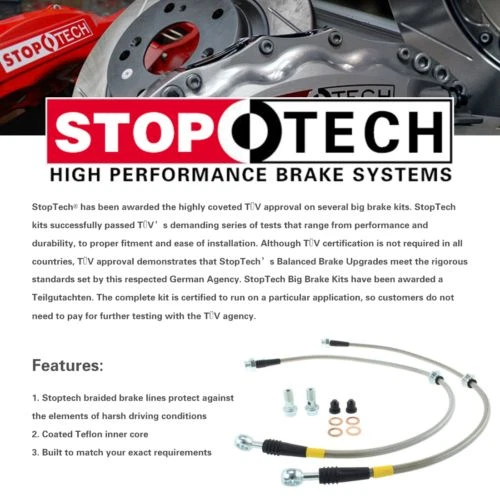 Líneas de freno trenzadas delanteras de acero inoxidable Stoptech para Mazda Miata 1990-2005 Foto 4 de 4