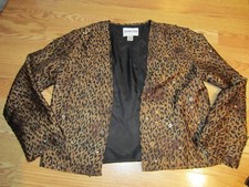 Chicos leopard pattern sequins Size 0 silk jacket open front
