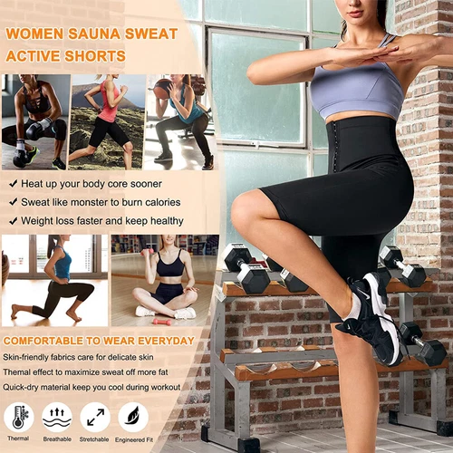 Sauna Leggings für Damen Jogginghose High Waist Kompressionsshorts Abnehmen Hot - Bild 19 von 43