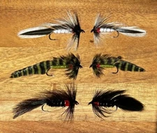 Matuka Streamers -- 4 Flys -- Badger/Olive/Black -- #4 & #6