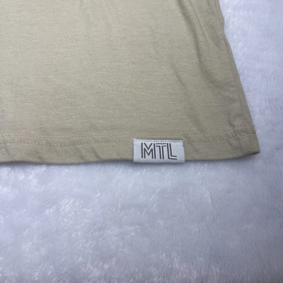 MTL Apparel Group Hombre Mediana 1/4 Botón Camiseta Beige con Detalle Jean Foto 4 de 4