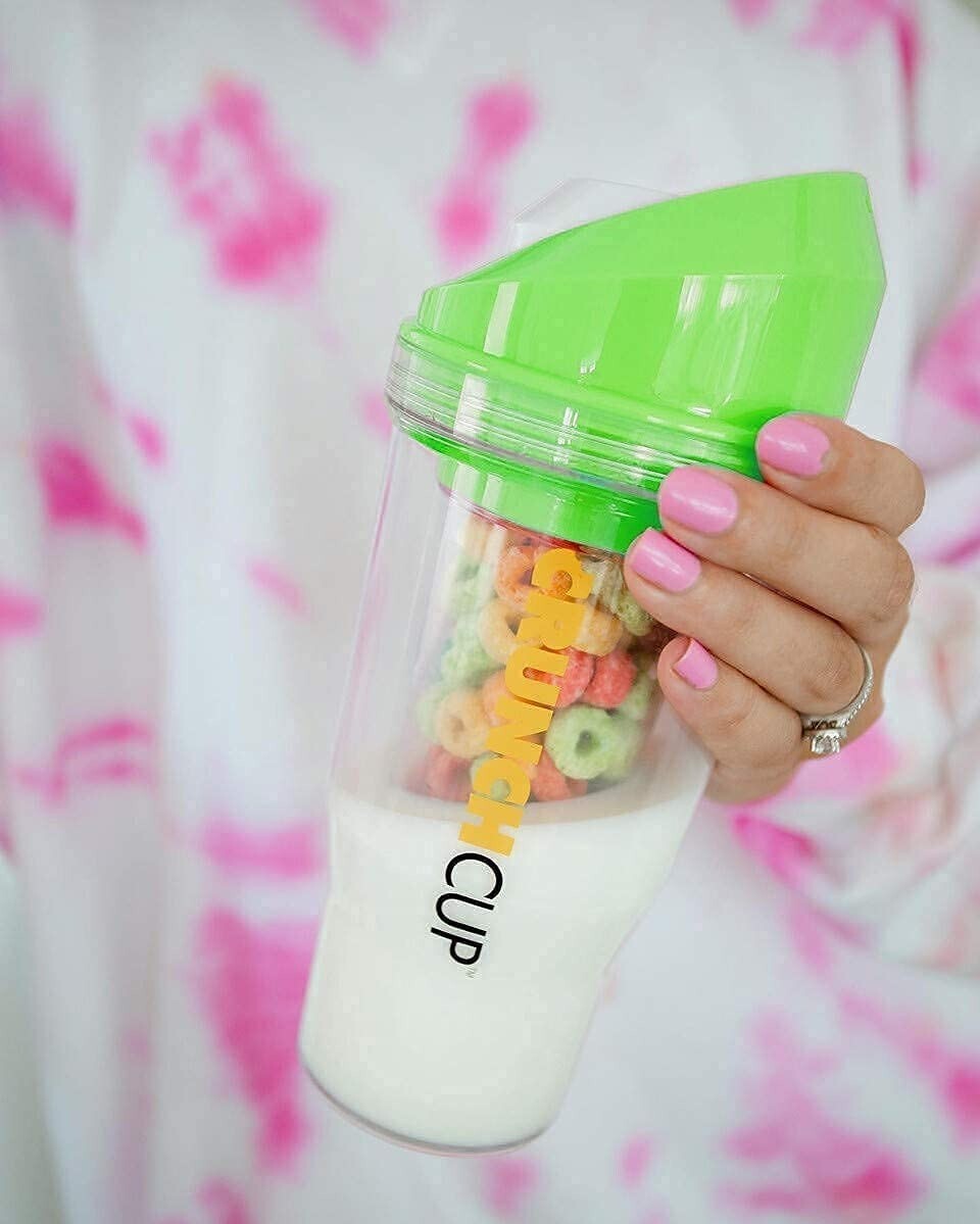 CrunchCup XL Portátil Leche Cereal Crunch Cup Sobre la marcha Sin cuchara Sin tazón