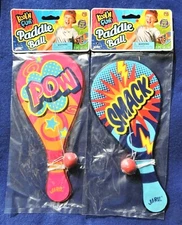 1 Paddle Ball Kool 'N Fun Ja-Ru Toy #1994 Choose Blue (Smack) or Red (Pow) NIP