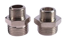 Nickel Plated Brass Hex Nipple Adaptors with Male Metric & Parallel BSP Threads