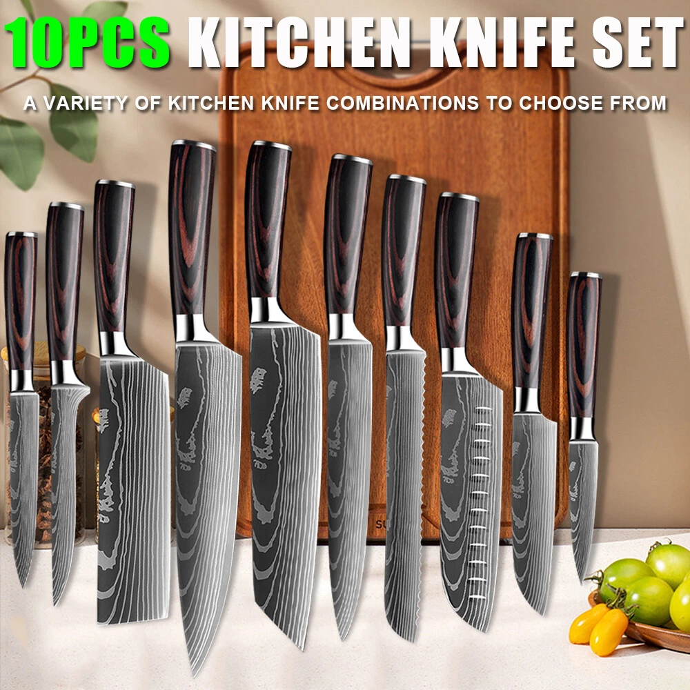 Damascus Pattern Kitchen Knife Set Professional Chef Knife Meat Cutting  Knife US