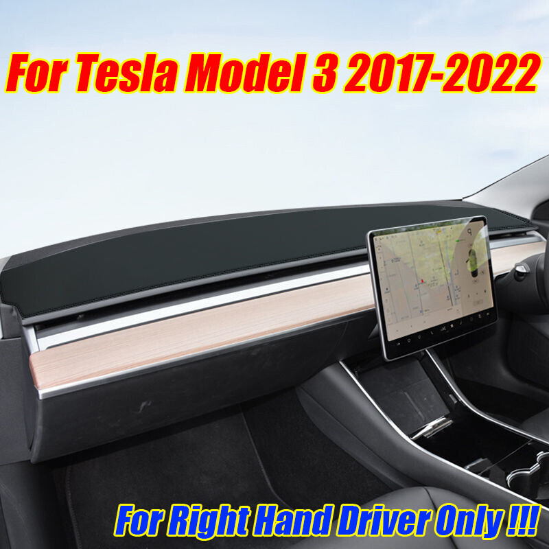 -RHD Leather Dashboard Cover Dash Protector Pad Mat For Tesla Model 3 2017-2022