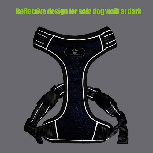 Hundegeschirr, ohne Zug reflektierend verstellbar, atmungsaktives Mesh, dunkelblau S, L, XL - Bild 5 von 10
