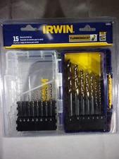 NEW 15pc. IRWIN TURBOMAX METAL DRILL BIT KIT W/ CASE  # 318015