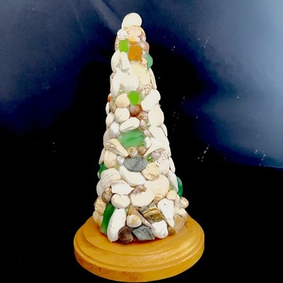 Stunning Seashell Christmas Tree 12'' X 5''  Hand Made with Natural Beach Shells