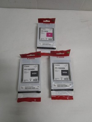 Genuine CANON PFI-106MBK PFI-106M Lot of 3 Ink Tank 2023-2025 NEW SEALED