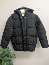 Black Old Navy Puffer Fleece Lined Kids Jacket Zip  Snap Size 10/12