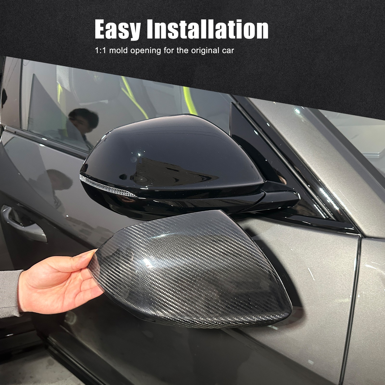 Real Carbon Fiber Side Mirror Cap Trim Cover Fits Lamborghini Urus 2018-2024