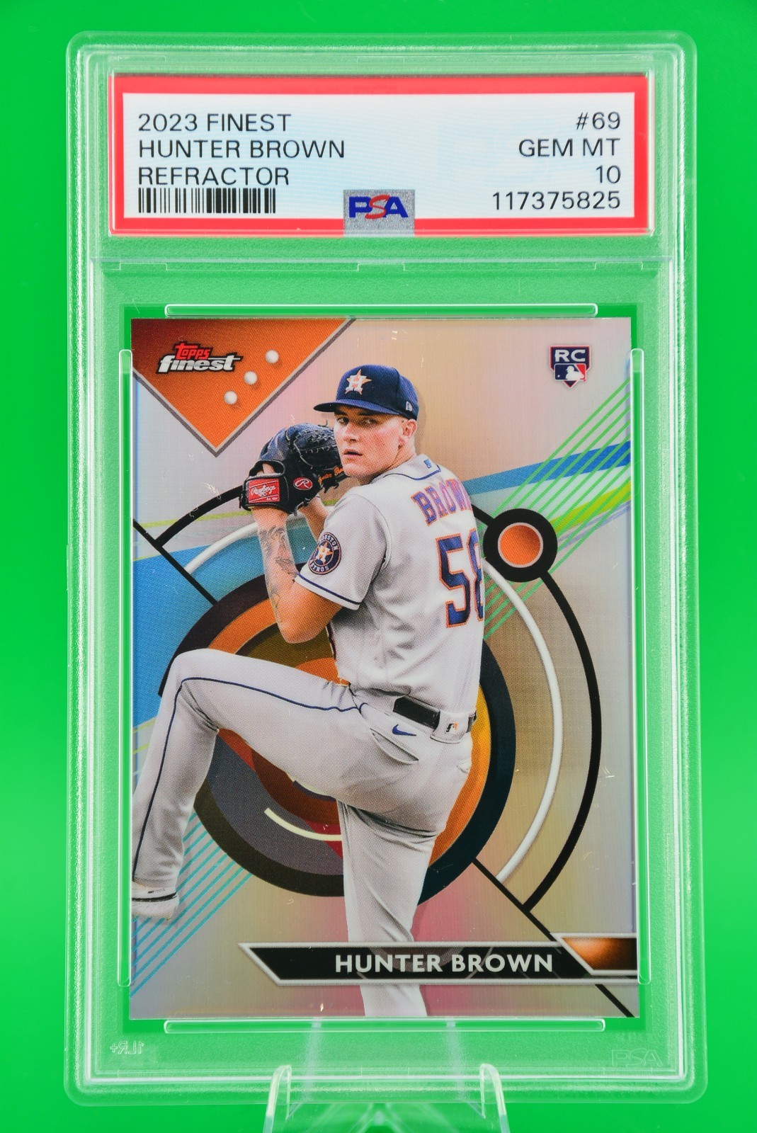 2023 Topps Finest #69 Hunter Brown Refractor Houston Astros PSA 10 GM