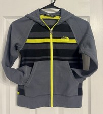 Boy's The North Face Hoodie Hooded Fleece Jacket Small S 7/8 Grey, Black, Yellow