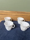Set of 4 Vintage Hazel Atlas Milk Glass Thumbprint Coffee Mugs/ Punch Bowls Cups