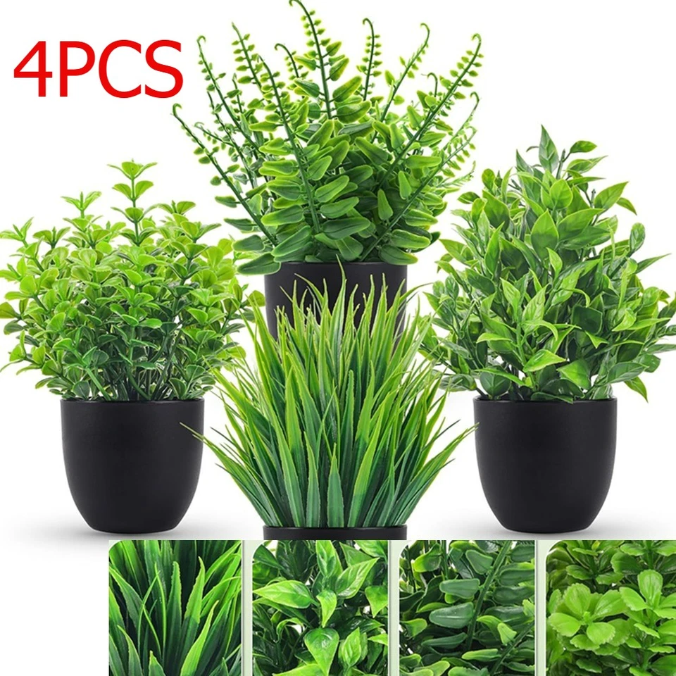 4PCS Fake Plants Houseplant Artificial Bonsai for Bathroom Living Room Decor - Image 3 of 4
